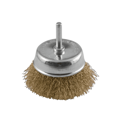 Корщетка-чашка со штифтом. стальная латунированная волнистая проволока 50мм 38486М 